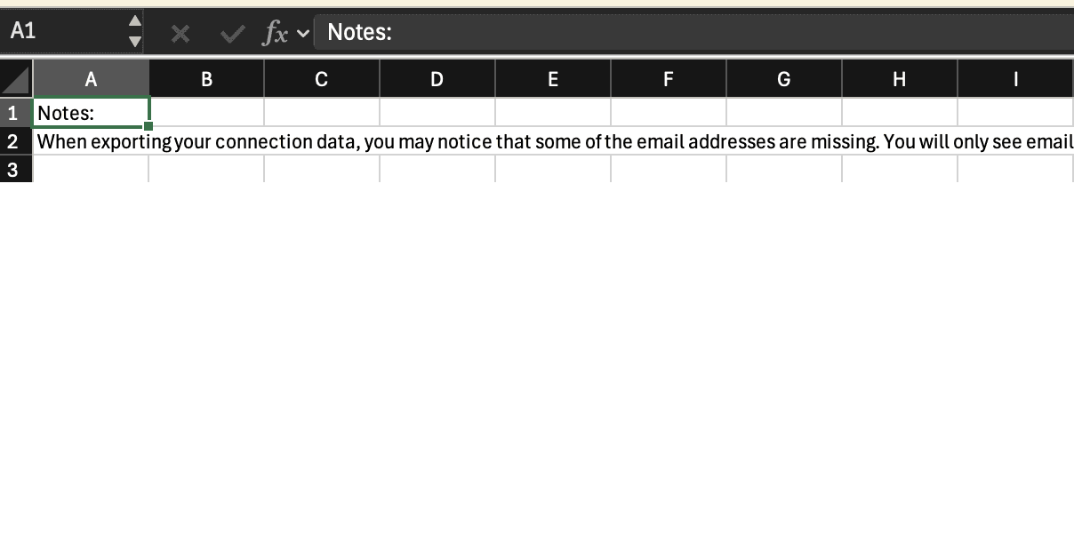 LinkedIn connections CSV preview used for ResumeRavenPro network intelligence review
