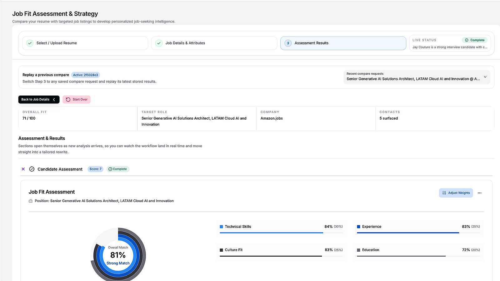 ResumeRavenPro compare workspace for assessing job fit and proof gaps