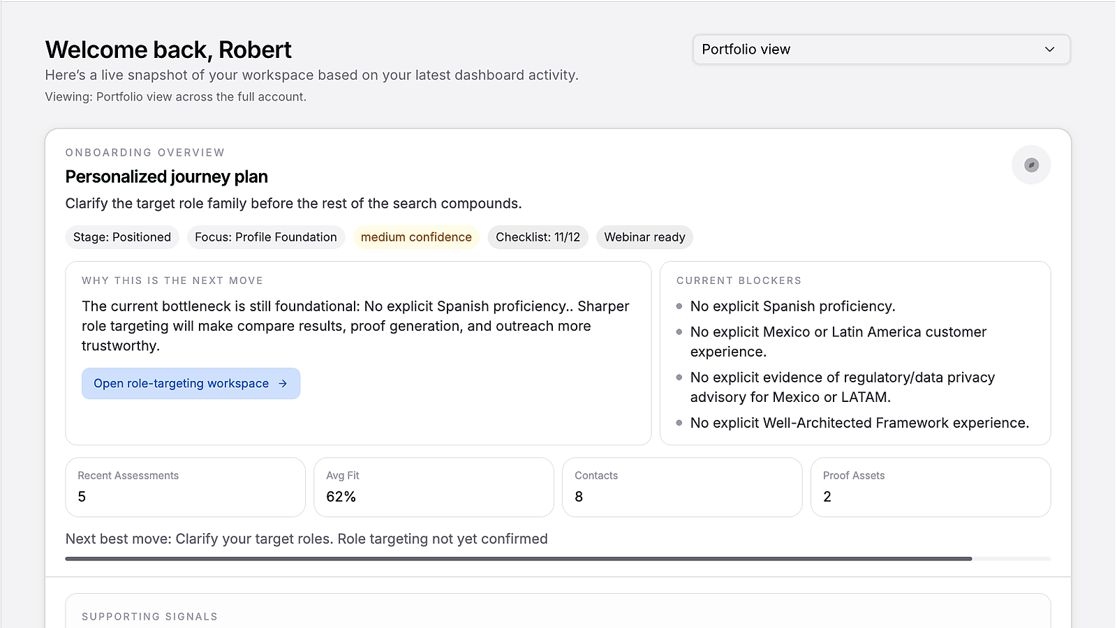 ResumeRavenPro dashboard showing job-search operating context